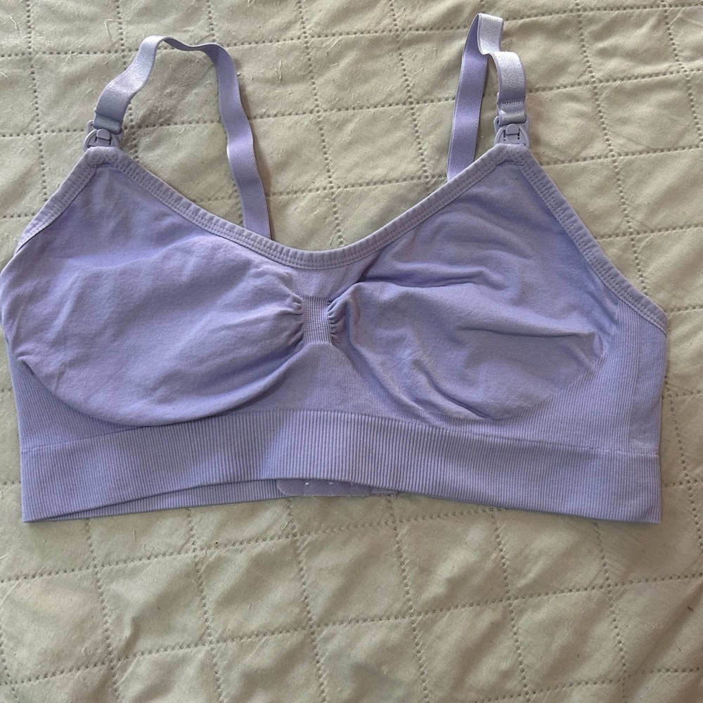 Lavender Wireless Nursing bra with snaps L